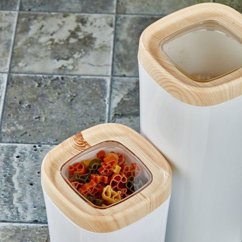 Mugiss Bonny Erzak Saklama Kabı Ahşap Kaplama Kapak Renkli Hazne 1,8 Lt M-ESK-0211