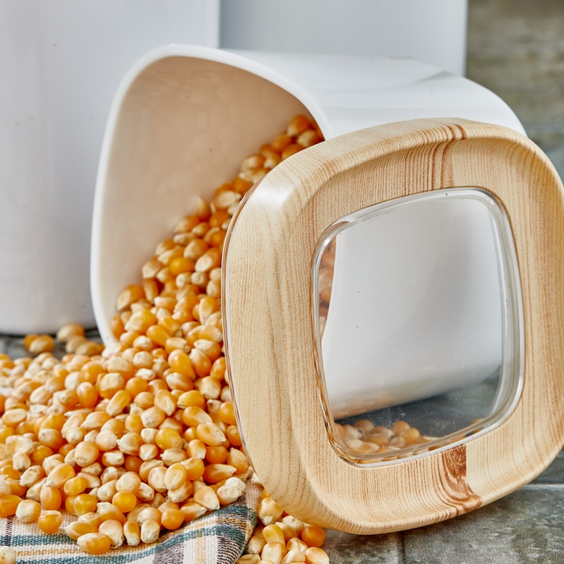 Mugiss Bonny Erzak Saklama Kabı Ahşap Kaplama Kapak Renkli Hazne 1 Lt M-ESK-0212