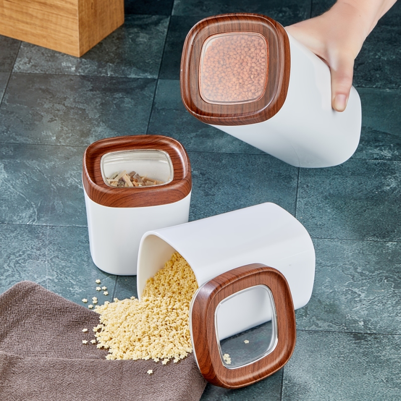 Mugiss Bonny Erzak Saklama Kabı Ahşap Kaplama Kapak Renkli Hazne 1 Lt M-ESK-0212