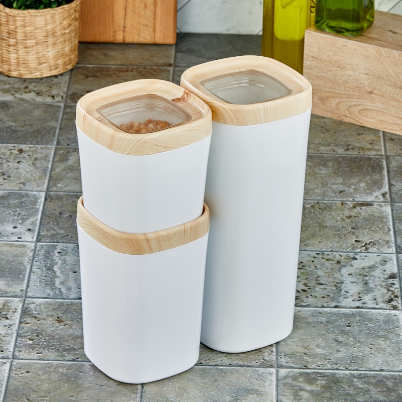 Mugiss Bonny Erzak Saklama Kabı Ahşap Kaplama Kapak Renkli Hazne 1 Lt M-ESK-0212