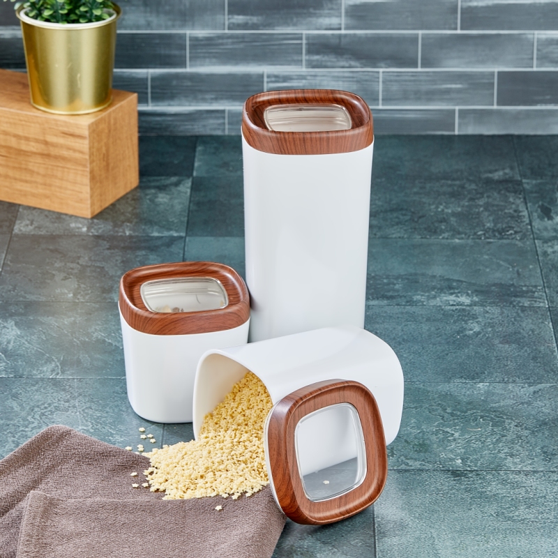 Mugiss Bonny Erzak Saklama Kabı Ahşap Kaplama Kapak Renkli Hazne 1 Lt M-ESK-0212