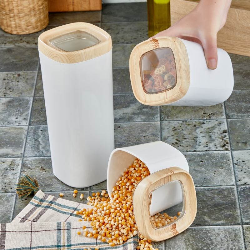 Mugiss Bonny Erzak Saklama Kabı Ahşap Kaplama Kapak Renkli Hazne 600 Ml M-ESK-0213