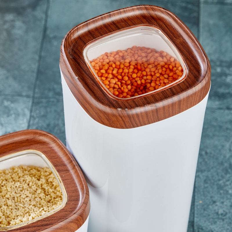 Mugiss Bonny Erzak Saklama Kabı Ahşap Kaplama Kapak Renkli Hazne 600 Ml M-ESK-0213